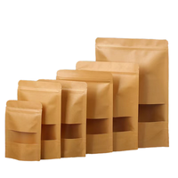 Nouvelles sacs d'emballage Doypack en papier kraft brun écologiques pour aliments avec fenêtre, pochette en papier kraft avec fenêtre