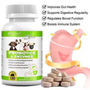 Oimmal Pet Health Supplements Bulk 180 Pcs Peking Duck Flavor Probiotics Tablets Enzymes For Dogs Digestive Gut Health Supports