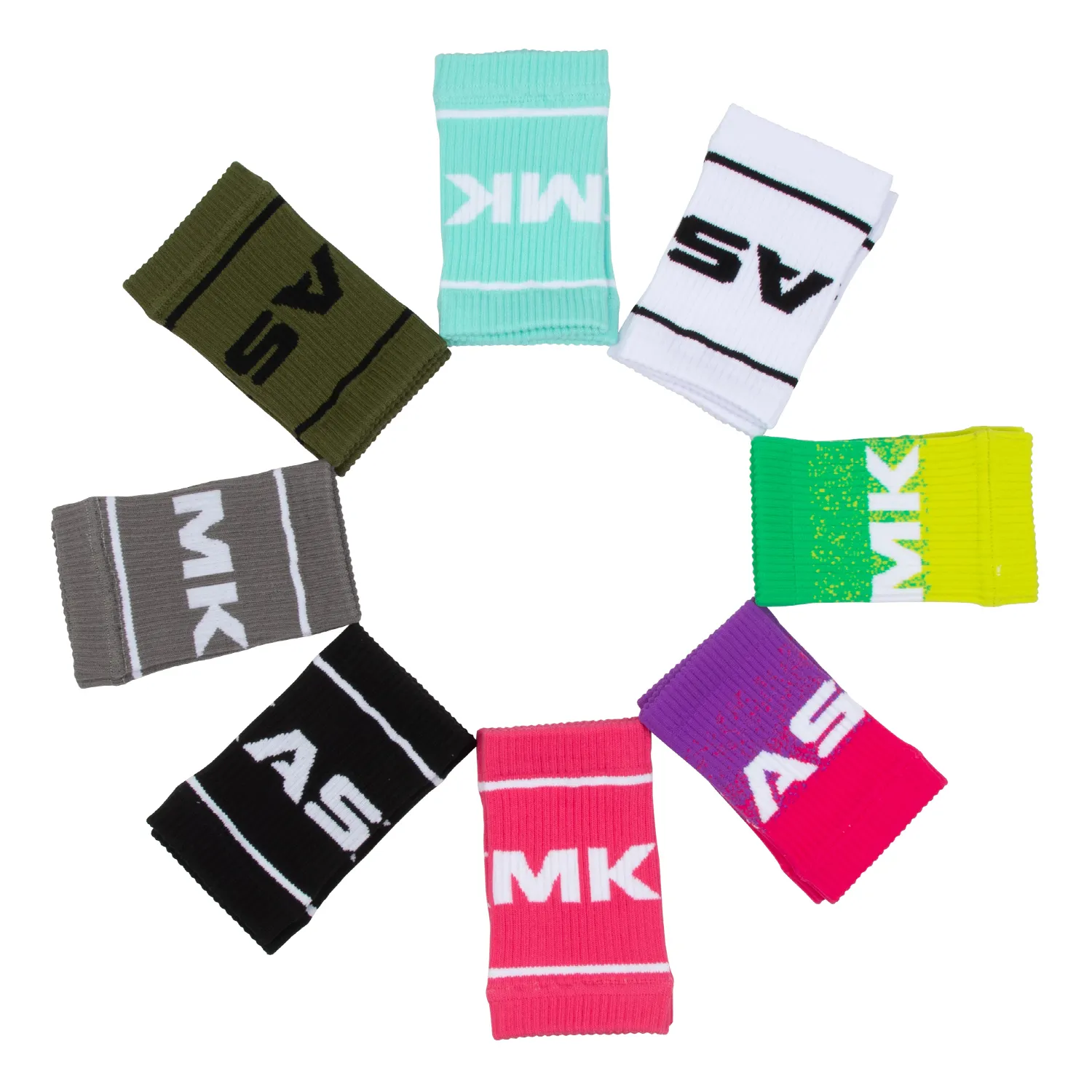MKAS hochwertiges mehrfarbiges Fitness-Gewichtheben-Armband Schleifband Fitnessstudio individuelles Logo Großhandel mehrfarbiges Fitnessarmband