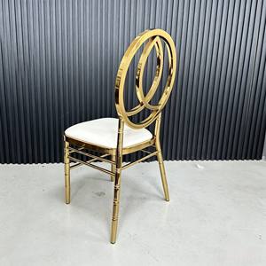 Gold Stainless Steel Wedding <b>Chair</b> with <b>White</b> Cushion Elegant Event & Banquet <b>Dining</b> <b>Chair</b> - Product Image 4