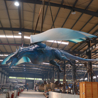 Modèle de dragon bleu volant animatronique réaliste grandeur nature fait à la main, vendu en usine