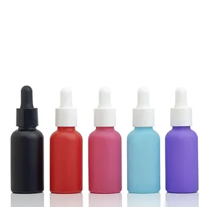 工場カスタム5ml 15ml 20ml 30ml 50ml 100mlカラフルなフロストセラムエッセンシャルオイルドロッパーガラスユーロボトルピペット付き