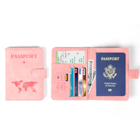 Porte-passeport portable en cuir PU pour les essentiels de voyage, étui de protection pour passeport, portefeuille de cartes avec blocage RFID