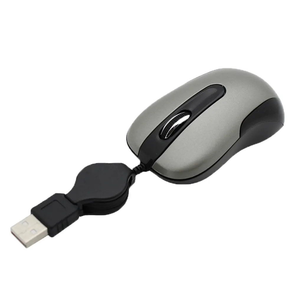 High Quality Item Item Hm5079 With Retractable Cable 1000 Dpi 3D Wired Optical Mouse For Office Use