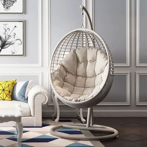 SUNWAY Mobilier de jardin moderne haut de gamme, chaise suspendue en rotin pour patio, fauteuil suspendu en forme d'œuf avec support métallique, canapé en rotin, panier suspendu - Product Image 3