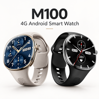 Montre connectée 4G M100 de haute qualité, écran AMOLED 2,4 pouces, 3 Go de RAM, 32 Go de stockage, GPS, NFC, WiFi, caméra rotative 5MP, batterie 1350 mAh, appels Bluetooth, pour hommes