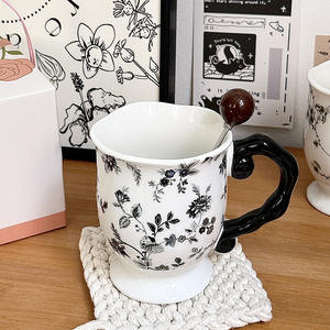 Other Ceramic <b>Retro</b> Stemmed Mug 301-400ml With Spoon Heat Resistant Perfect For Gifting Office Home Use - Product Image 4
