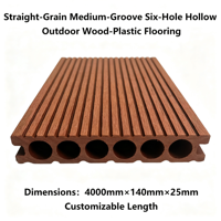 Planches de terrasse WPC à clipser, imperméables, à grain droit, rainures moyennes, 6 cavités, 140mmx25mm, pour jardin, patio et cour arrière