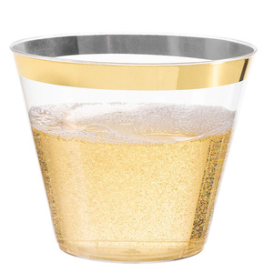 Wholesale Disposable Hard Plastic <b>Cups</b> 9 oz <b>Gold</b> for Wedding Christmas Birthday Parties - Product Image 3