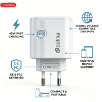 Pengisi Daya Cepat Dual Port KC CB CE Desain Keluarga Terbaru 2026 45W Pengisi Daya Super Cepat untuk Samsung Xiaomi iPhone