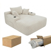 Canapé modulaire en velours côtelé moderne, livraison locale aux États-Unis, canapé nuage avec compression sous vide, poches de rangement et porte-gobelets