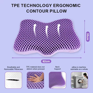 Oreiller ergonomique en TPE respirant pour le soutien du cou avec housse amovible, oreiller cervical lavable pour les dormeurs latéraux - Product Image 1