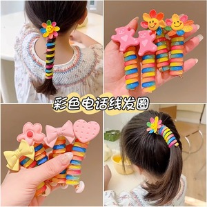 Bow Knot Colorful Telephone Wire Hair Ties Women Girls Elastic Hair Bands Spiral Coil Rubber Bands Ponytails Hair Accessories - Product Image 5