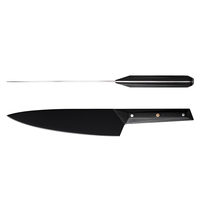 Xyj couteau de Chef de cuisine, en acier inoxydable, anti-adhésif noir, lame de revêtement noir avec manche G10 de qualité militaire