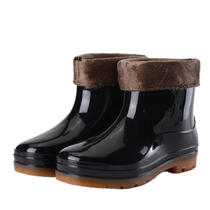 PVC Keep Warm Rain Boots Villi Lining Light Weight Waterproof Slip-resistant Cold-proof Durable New Design Ankle Outdoor Unisex - Product Image 1