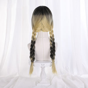Perruque de cosplay Ainizi de 60 cm, tresses noires mélangées à du blond, personnage de Haitani Ran, inspirée de Tokyo Revengers - Product Image 5