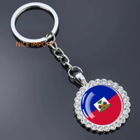 Porte-clés fleur en strass drapeau de la Grenade, très populaire, pour sac à dos, décoration de clés, breloque de portefeuille, souvenir de voyage