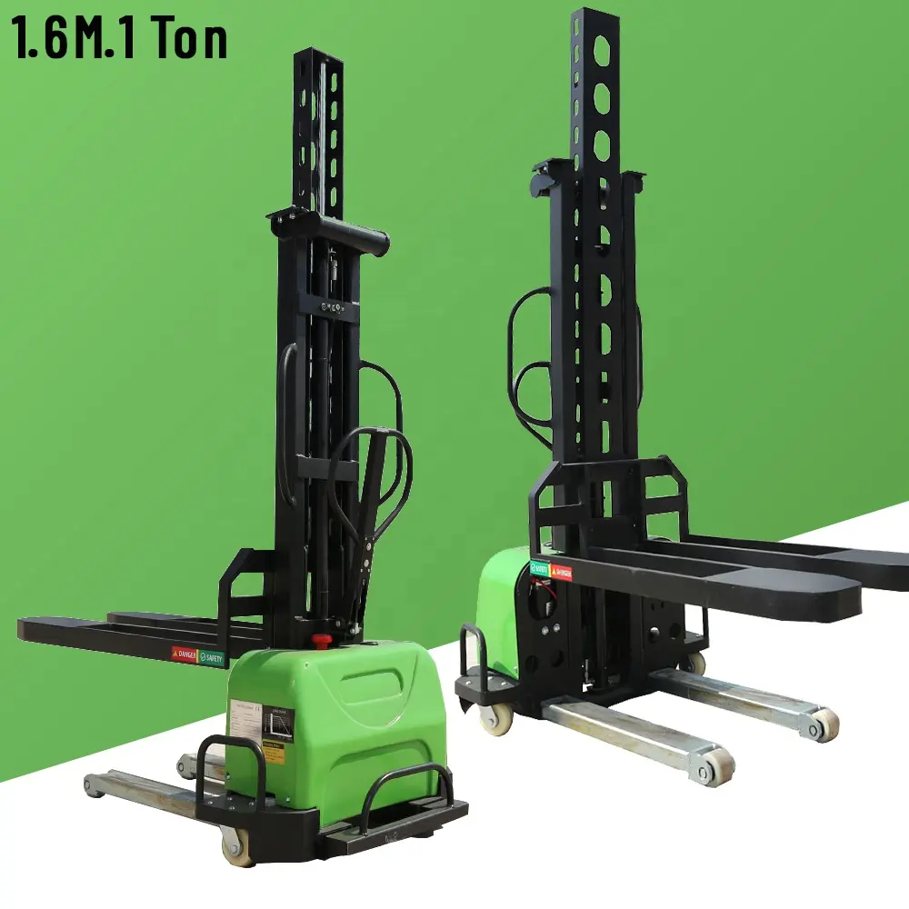 1.6M 1Ton self lifting stacker electric Walkie Stacker semi electric pallet stacker