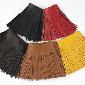 디피엘 TF207 5m 의류 액세서리 스커트 장식 롱 숏 PU 가죽 소재 태슬 트림 프린지 레이스 헴라인 - Product Image 4