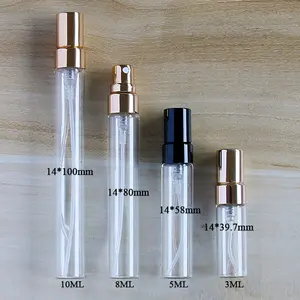 Botol 3Ml 2Ml 5Ml 8Ml 10Ml Tabung Bening Botol Kosong Parfum Semprot Mini Tester Botol Kaca dengan Tutup Emas