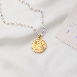 Collier de perles naturelles d'eau douce avec pendentif en <span class=keywords><strong>or</strong></span> véritable pour femme, bijou de mode - Product Image 6