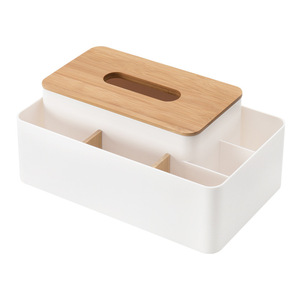 Multipurpose Tissue Box With Bamboo Lid And Storage Compartment For Living Room Desktop Use - Product Image 5
