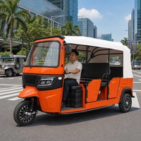 Tuk-Tuk Électrique Fermé Haute Confort et Haute Stabilité, Tricycle Rickshaw 6 Passagers, Transport 3 Roues 72V