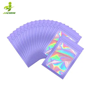 JIACHENG Custom printed laminating hologram holographic zip bag pouches for packaging