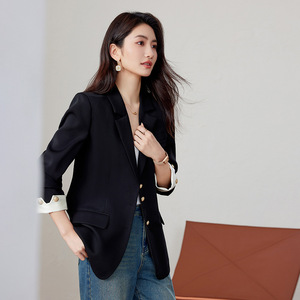 Women's Blazer Solid Color Polyester Anti-Wrinkle Professional Casual Spring Autumn Top - Product Image 3