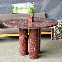 Meubles de salon modernes de style italien Table basse ronde Roso Lepanto Table basse en marbre et marbre Table à manger