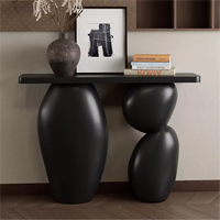 Mesa Consola Moderna de Madera Sólida Estilo Wabi-Sabi, Artística y Minimalista, para Recibidor, Entrada, Villa, Hotel, Galería o Proyecto