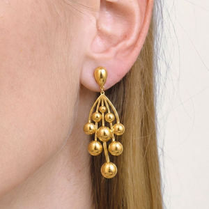 Boucles d'oreilles pendantes géométriques X&<span class=keywords><strong>L</strong></span> Hyperbole pour femmes, en acier inoxydable plaqué or 18 carats, bijoux étanches pour fêtes et vacances, vente en gros - Product Image 2