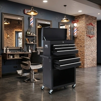 Armoire à outils de barbier mobile, grand espace de rangement, chariot à outils de salon en acier durable et imperméable avec roues