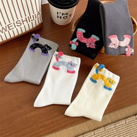 Chaussettes ras du cou pour femme à imprimé chat vibrant, couleur unie minimaliste, douces, extensibles, confortables, style streetwear décontracté