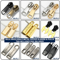 Glissière de fermeture éclair en alliage de zinc avec logo personnalisé fantaisie, sans tête de verrouillage, tirette de fermeture éclair en métal pour sacs à dos, bagages