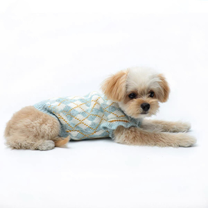 가을/겨울 통기성 친환경 편안한 클래식 울 체크무늬 스웨터 조끼 요크셔 테리어 포메라니안 소형견용 - Product Image 3