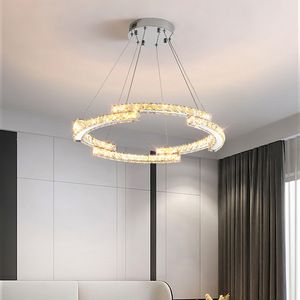 Crystal Chandelier <b>Led</b> <b>Light</b> Round Pendant <b>Light</b> Modern Minimalist Design For Living Room Bedroom Dining Room Home Lighting - Product Image 3