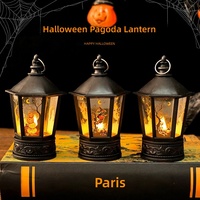 Lanterne Pagode d'Halloween LED, Bougie Électronique, Lampe Citrouille, Décoration de Fête Spookfest, Lumière d'Ambiance Intérieure en Plastique