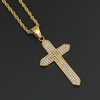Collier croix en diamant pour homme style Hip Hop, plaqué or, bijoux raffinés