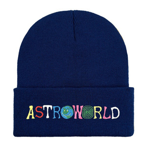 JM Trendy cappello da uomo donna lavorato a maglia stile ASTROWORLD ricamo sci caldo berretto invernale
