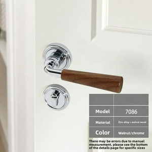 Serrure de porte en bois de noyer, pour chambre intérieure, poignée rétro silencieuse à deux parties - Product Image 4