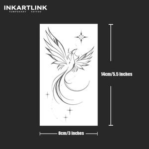 INKARTLINK Autocollant de <span class=keywords><strong>tatouage</strong></span> Phénix, Art d'oiseau épuré, Phénix élégant, Esthétique étoiles émergentes, Motifs végétaux, 15 jours, Fournitures en gros - Product Image 3