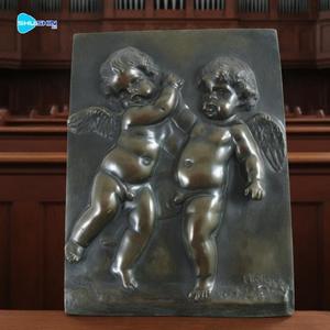 Escultura <span class=keywords><strong>de</strong></span> Pared en Relieve <span class=keywords><strong>de</strong></span> Bronce <span class=keywords><strong>de</strong></span> <span class=keywords><strong>la</strong></span> Virgen con el Niño y Querubines, Panel Decorativo <span class=keywords><strong>de</strong></span> Arte Cristiano Sagrado - Product Image 2