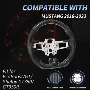 สำหรับ <span class=keywords><strong>Mustang</strong></span> ecoboost/g/shelby GT350/GT350R 2018-2021ส่วนประกอบพวงมาลัยคาร์บอนไฟเบอร์พื้นแบนการปรับแต่ง - Product Image 5