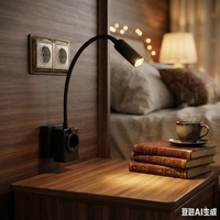Lampe LED portable pour chambre d'hôtel, prise murale européenne, lumière flexible à commande tactile progressive, USB C, lampe de chevet pour la lecture nocturne