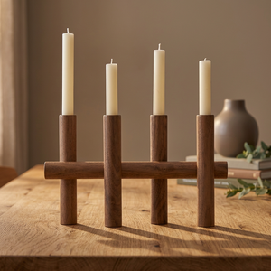 Mango Wood Candle Holder Decorative Wooden <b>Tealight</b> Stand for Dining Table Wedding Party Modern Farmhouse Home Decoration - Product Image 3