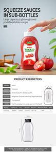 Botella de salsa de plástico transparente con tapa abatible de sellado por inducción a prueba de fugas, botella exprimible de PET de 660ml de boca ancha para pasta de ketchup - Product Image 4