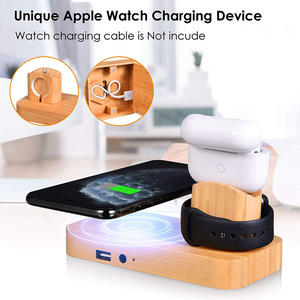Estación de carga de bambú <span class=keywords><strong>3</strong></span> en 1 Q1, <span class=keywords><strong>cargador</strong></span> inalámbrico rápido de 10W PD para <span class=keywords><strong>Apple</strong></span> <span class=keywords><strong>Watch</strong></span> Series, uso de teléfono móvil - Product Image 3