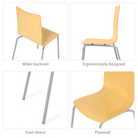 Chaises de salle à manger, de bureau ou de formation, style moderne, corps jaune, métal et bois, sans roulettes