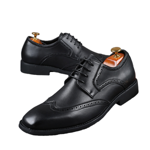 Chaussures Oxford habillées pour hommes, bout pointu, classiques, élégantes, pour gentleman, mariage, mocassins à boucle en PU, chaussures habillées solides - Product Image 1
